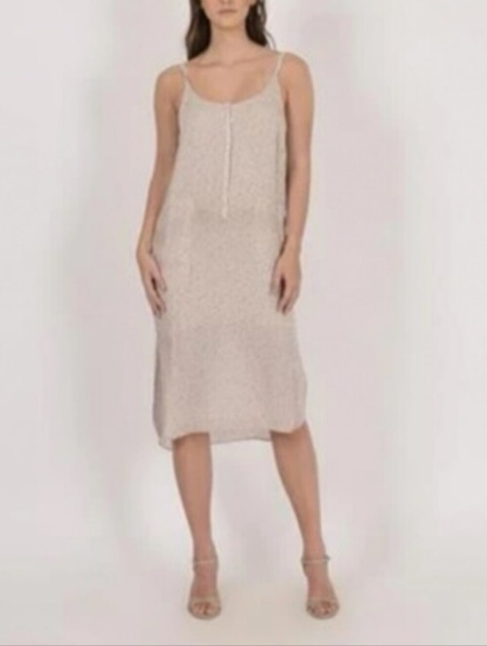 A.L.C. Silk Slip Dress in Cream with Speckle Dot Print